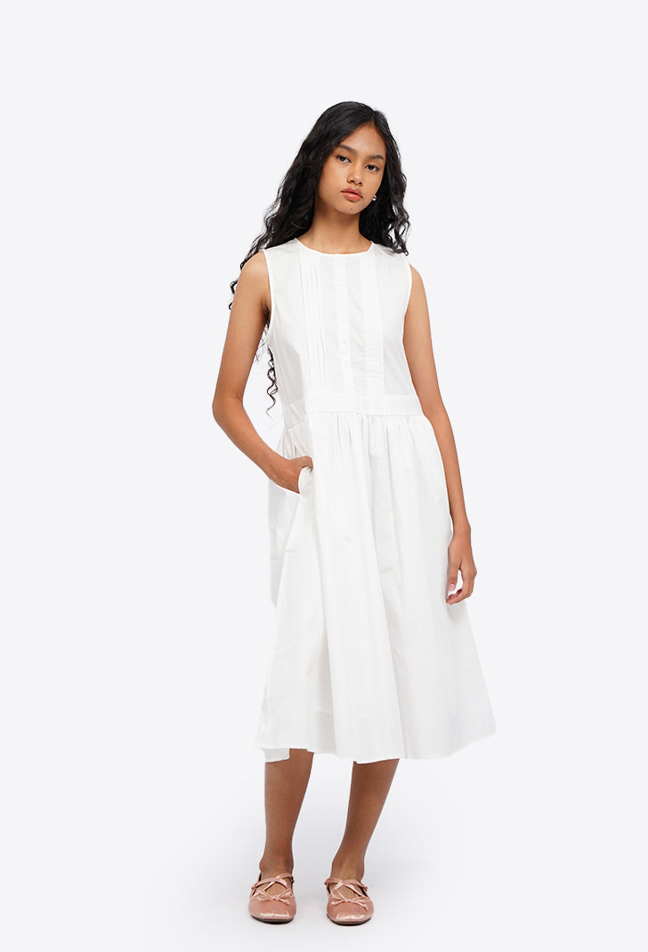 A-Line Sleeveless Pleated Dress