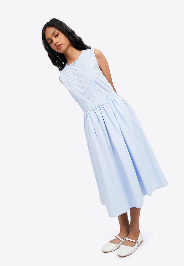 A-Line Sleeveless Pleated Dress