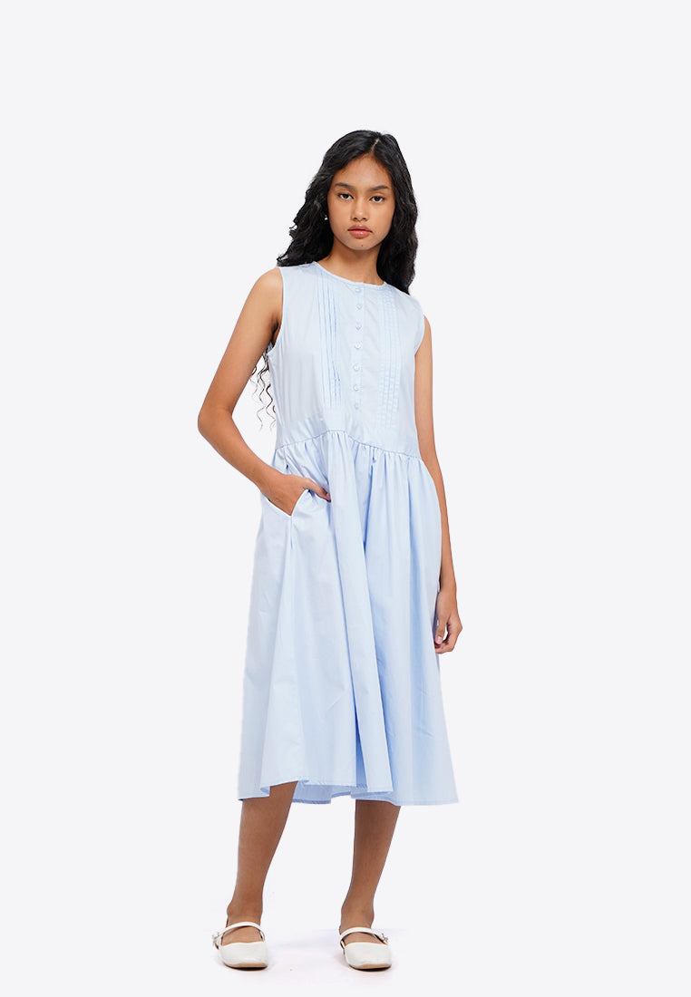 A-Line Sleeveless Pleated Dress