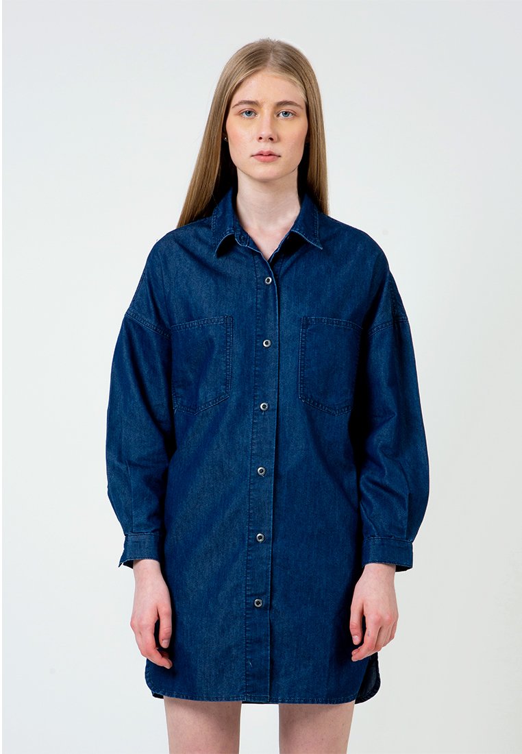 Oversized Denim Shirt Dress
