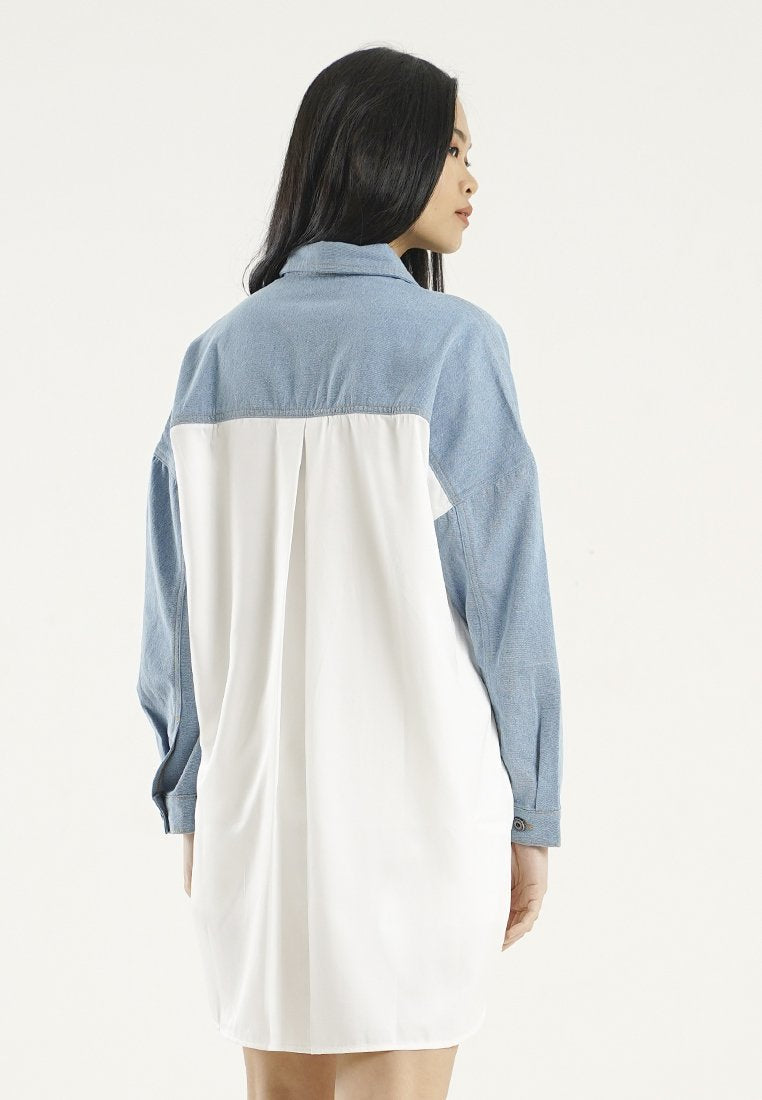 Color Blocking Denim Dress