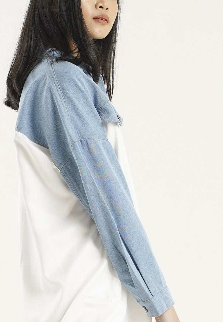 Color Blocking Denim Dress