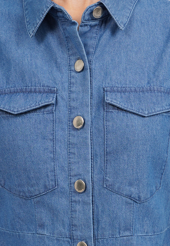 Short Sleeve Denim Mini Dress