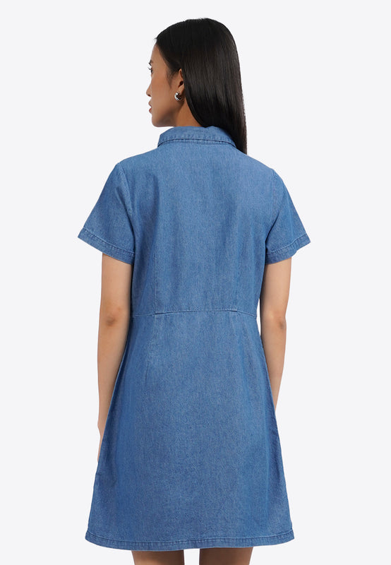 Short Sleeve Denim Mini Dress