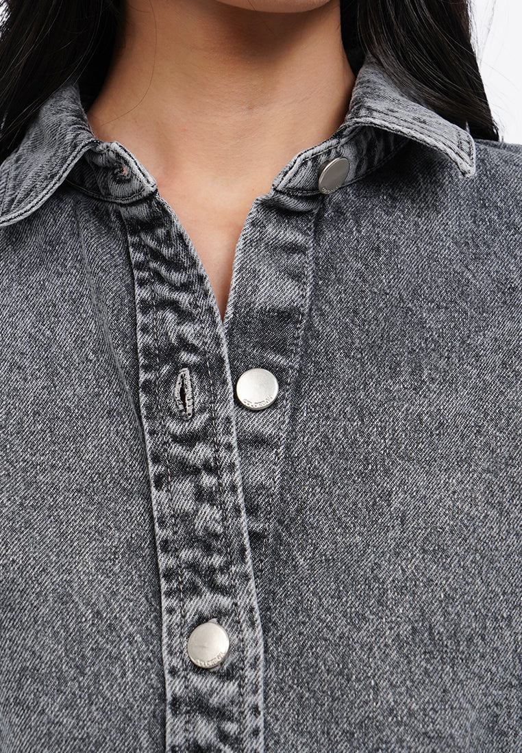 Long Sleeve Denim Shirt Dress