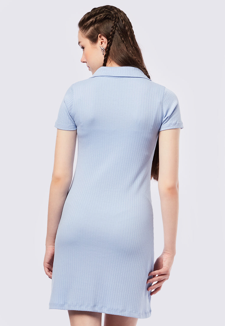 Rib Short Sleeve Polo Mini Dress