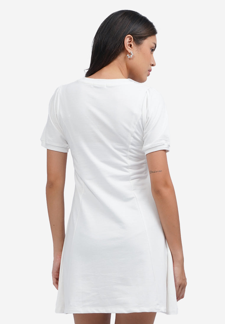 Side Ruched Mini Dress Off White
