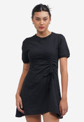 Side Ruched Mini Dress Black