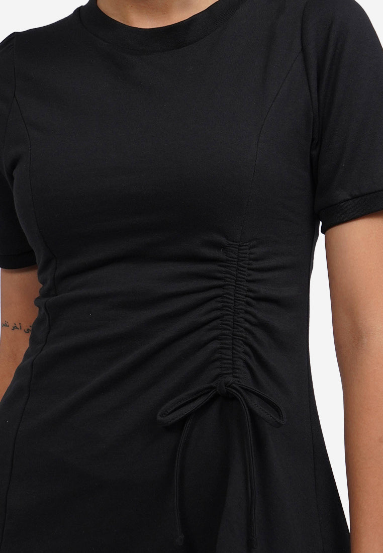 Side Ruched Mini Dress Black