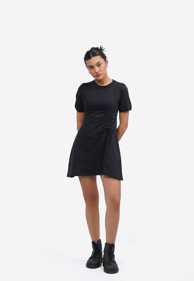 Side Ruched Mini Dress Black
