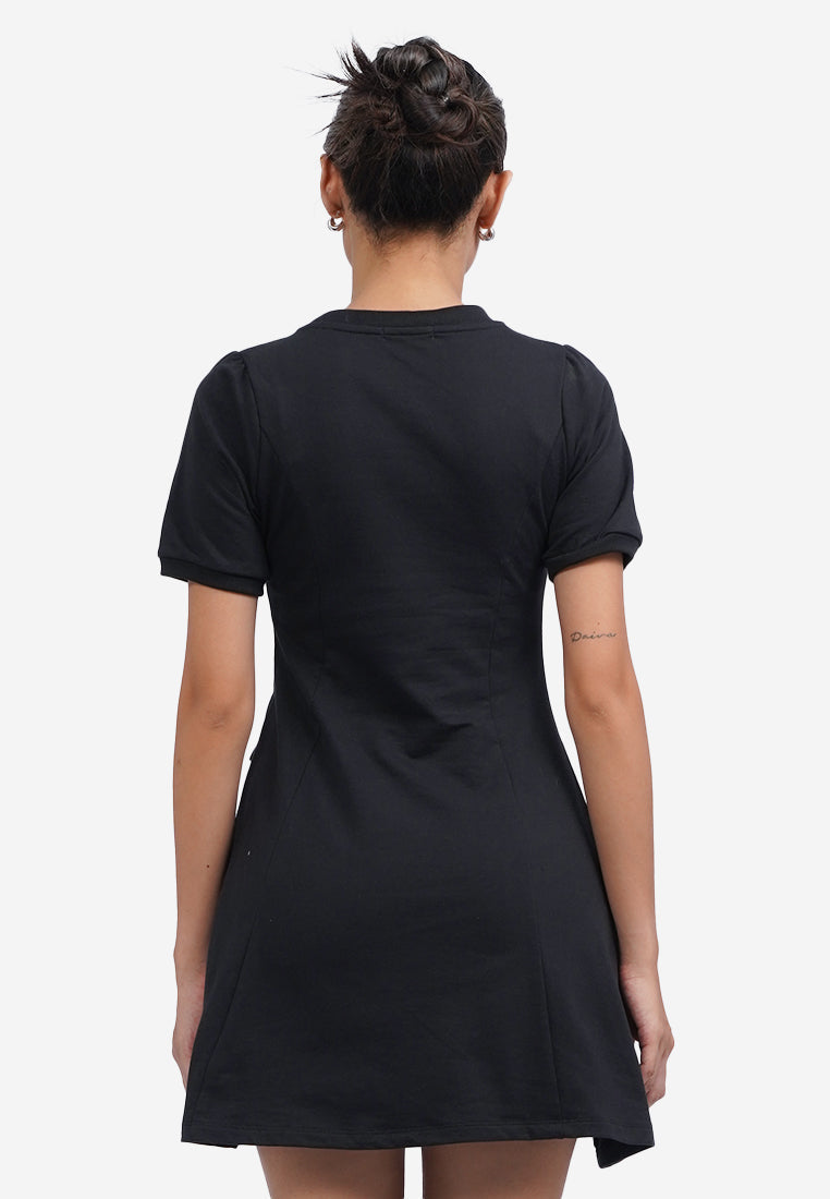 Side Ruched Mini Dress Black