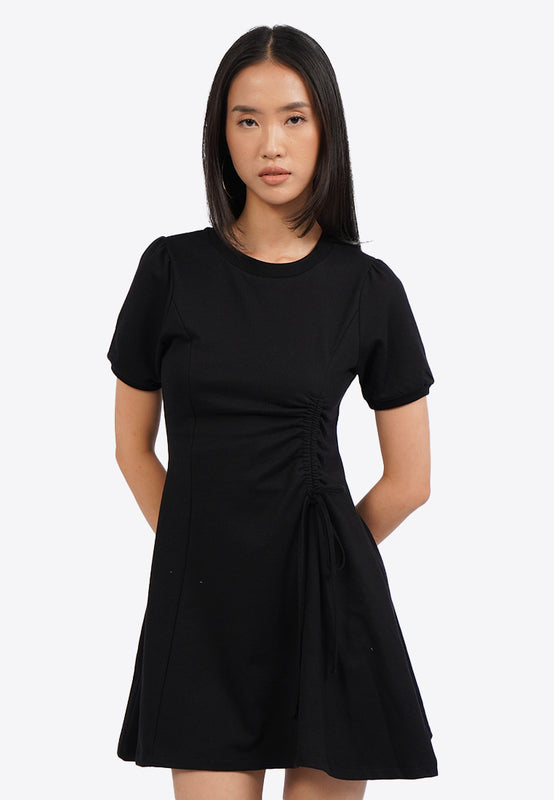Side Ruched Short Sleeve Mini Dress