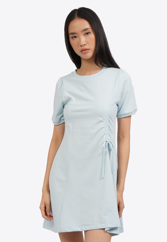 Side Ruched Short Sleeve Mini Dress