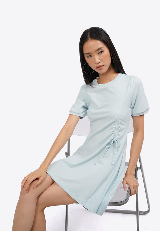 Side Ruched Short Sleeve Mini Dress