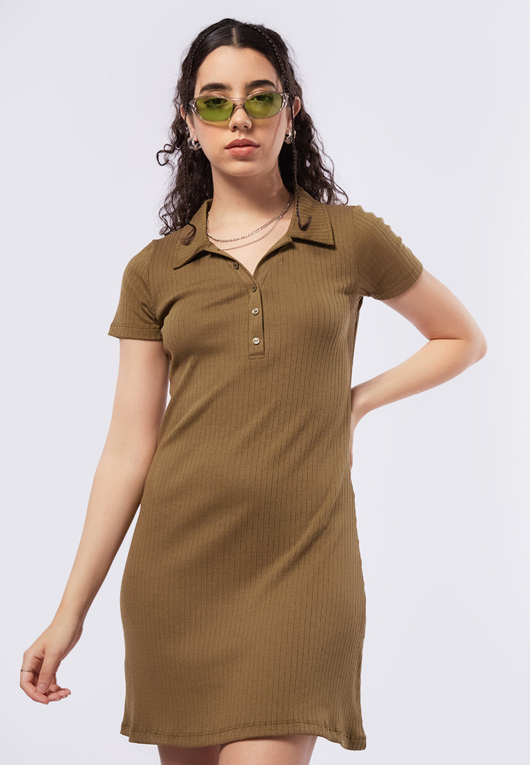 Rib Polo Mini Dress