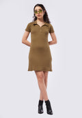 Rib Polo Mini Dress