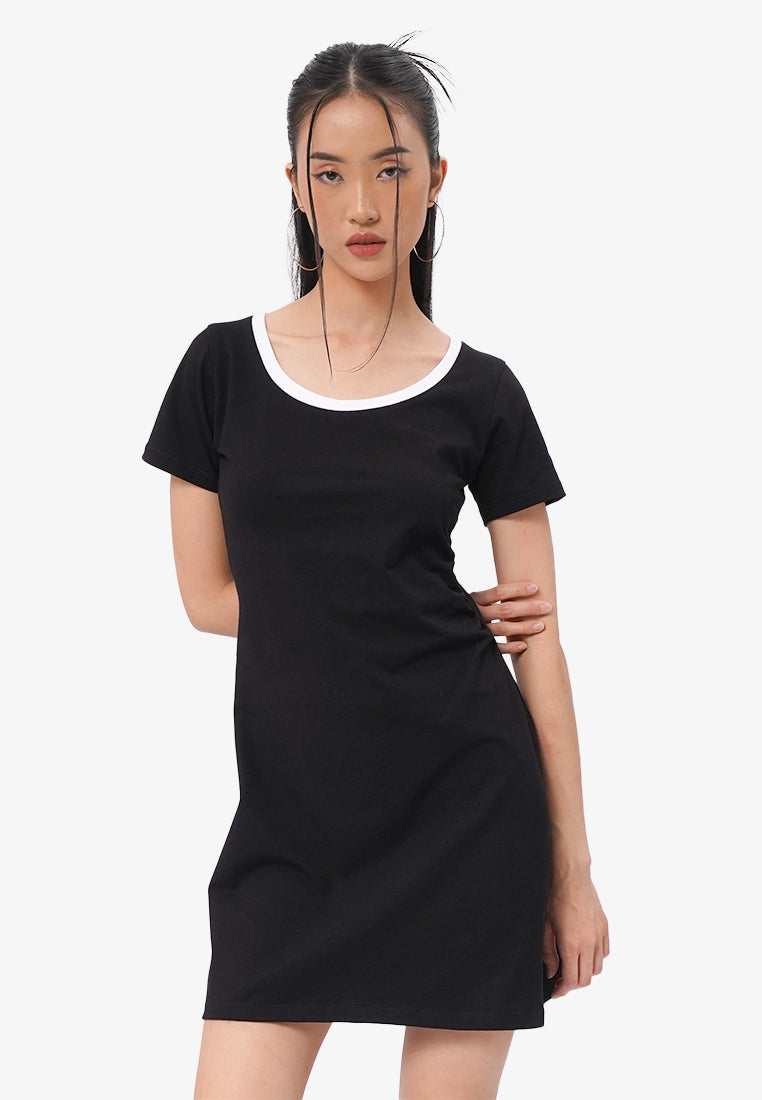 Side Ruched Mini Dress Black