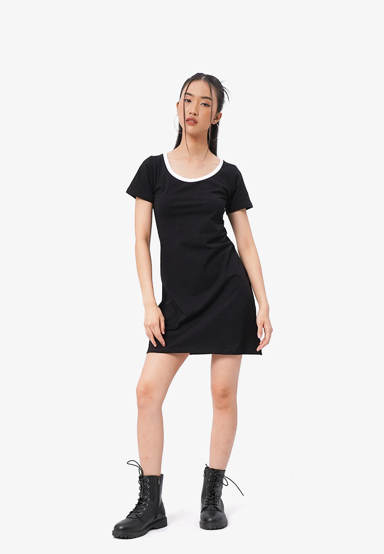 Side Ruched Mini Dress Black