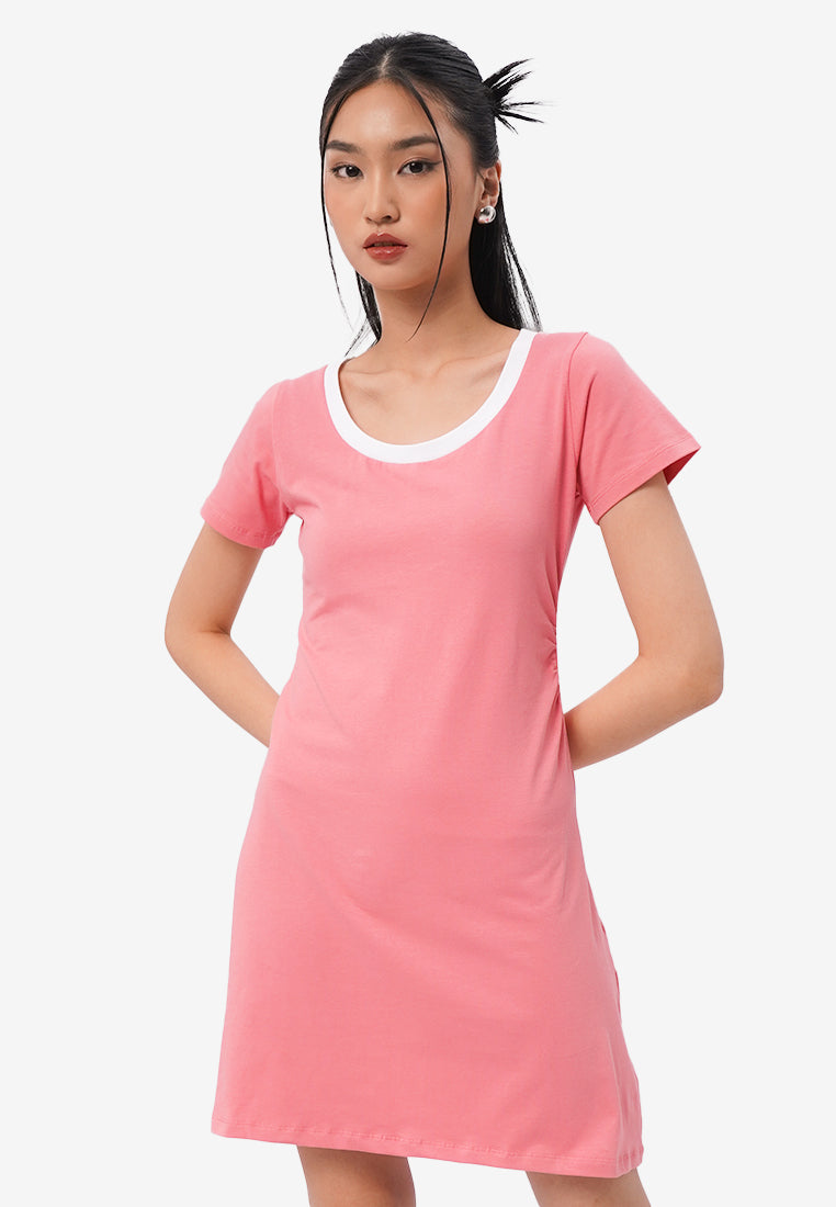 Side Ruched Mini Dress Fuchsia