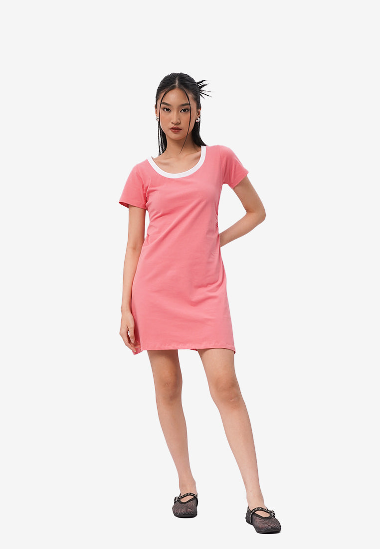 Side Ruched Mini Dress Fuchsia