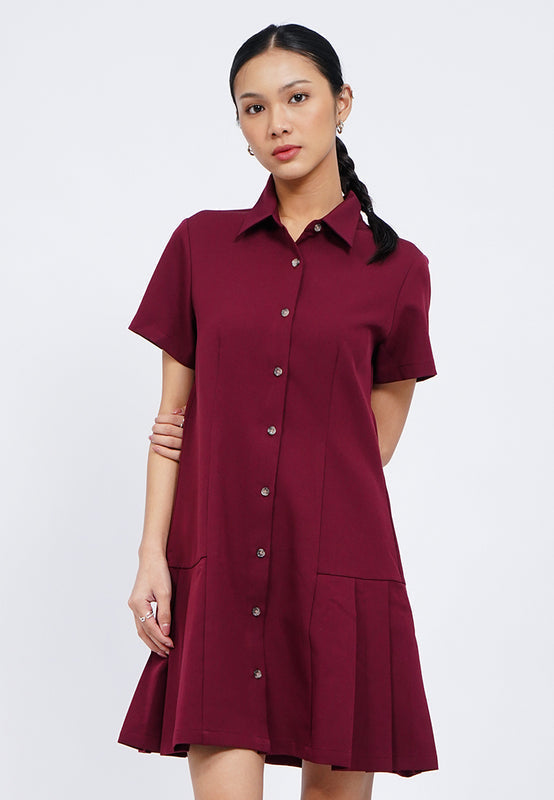 Button Up Collared Mini Dress