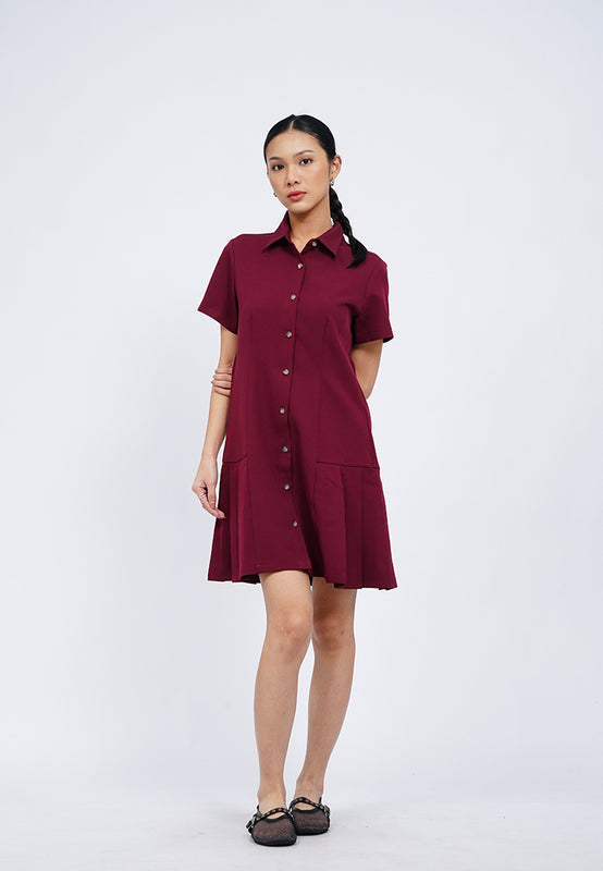 Button Up Collared Mini Dress