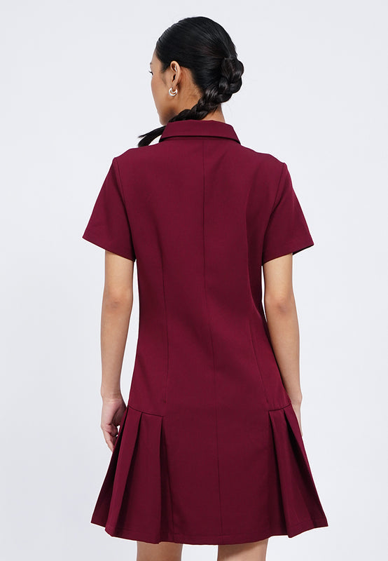Button Up Collared Mini Dress