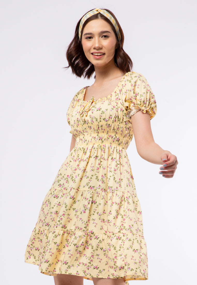 Tie Neck Ruched Mini Dress