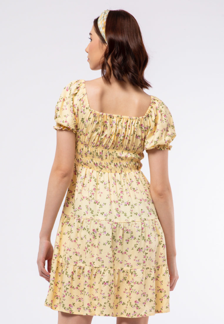 Tie Neck Ruched Mini Dress
