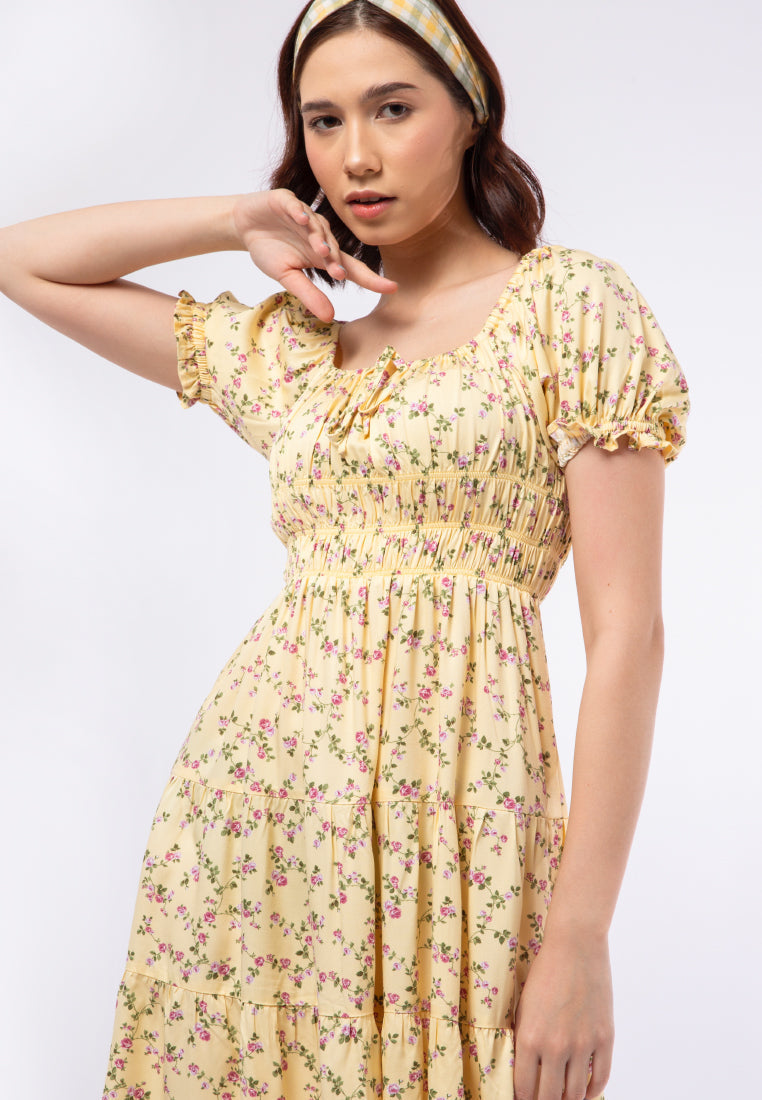 Tie Neck Ruched Mini Dress