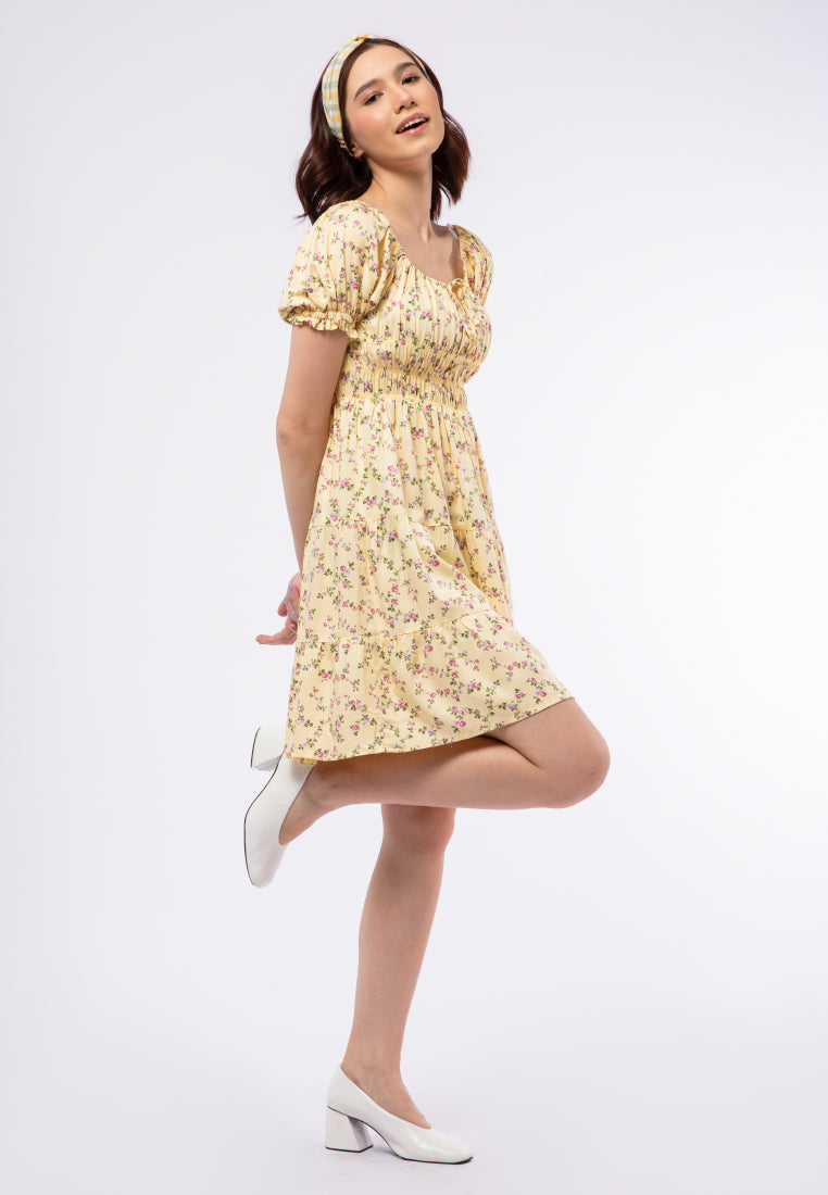 Tie Neck Ruched Mini Dress