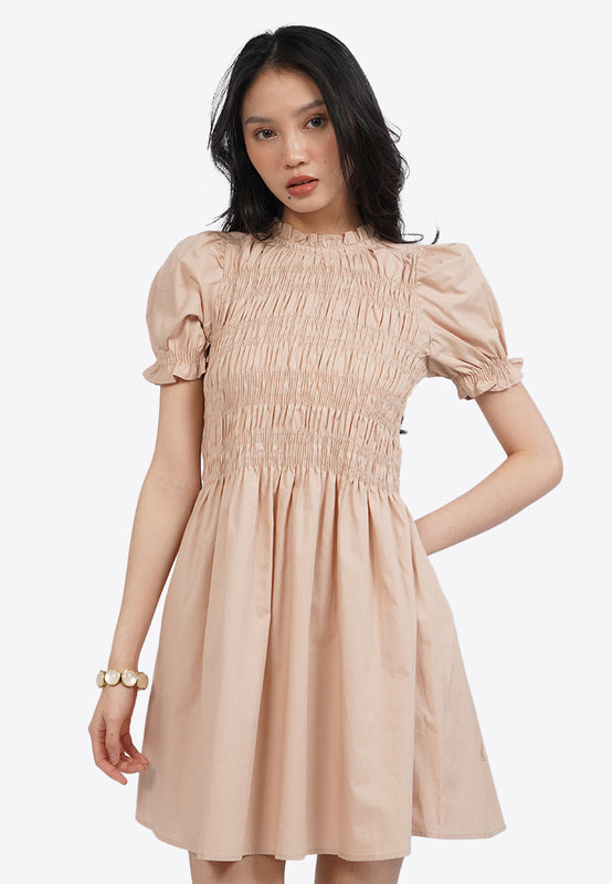 Short Sleeve Smocked Mini Dress