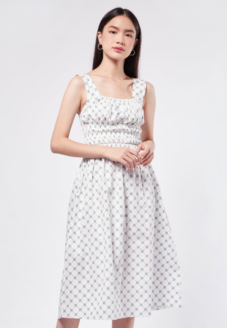 Smocked Sleeveless Midi Dress