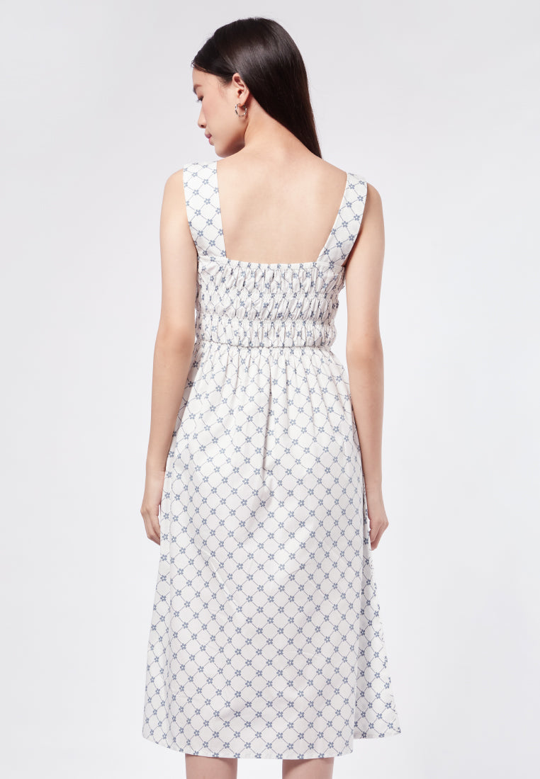 Smocked Sleeveless Midi Dress