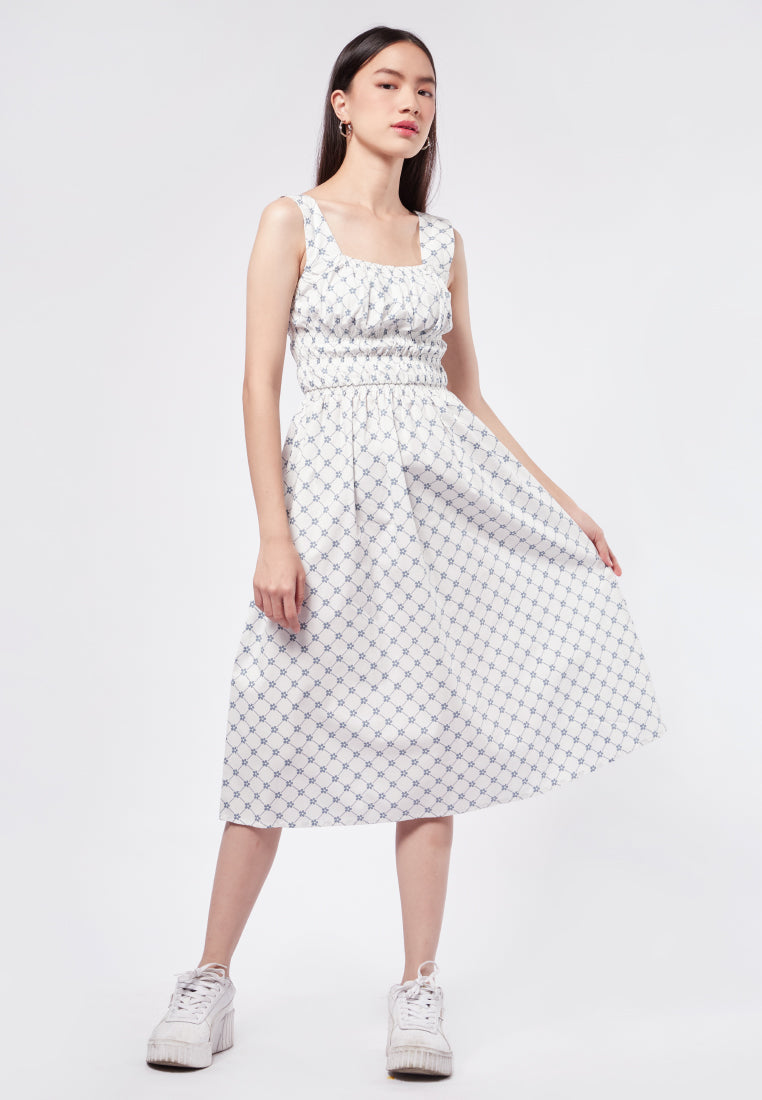 Smocked Sleeveless Midi Dress