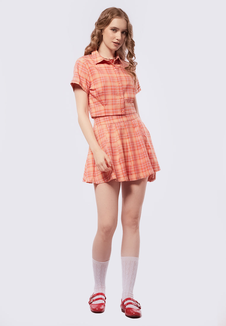 Printed Short Sleeve Crop Blouse