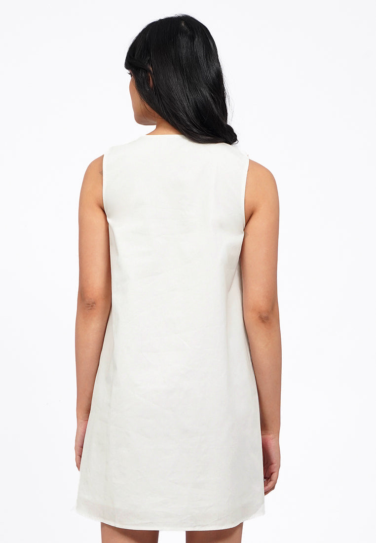 Pleated Tied Sleeveless Mini Dress
