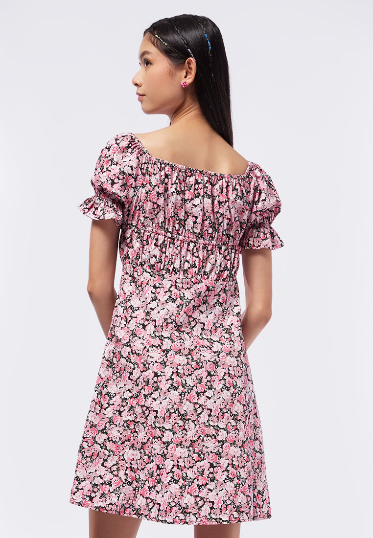 Puffy Smocked Waist Mini Dress