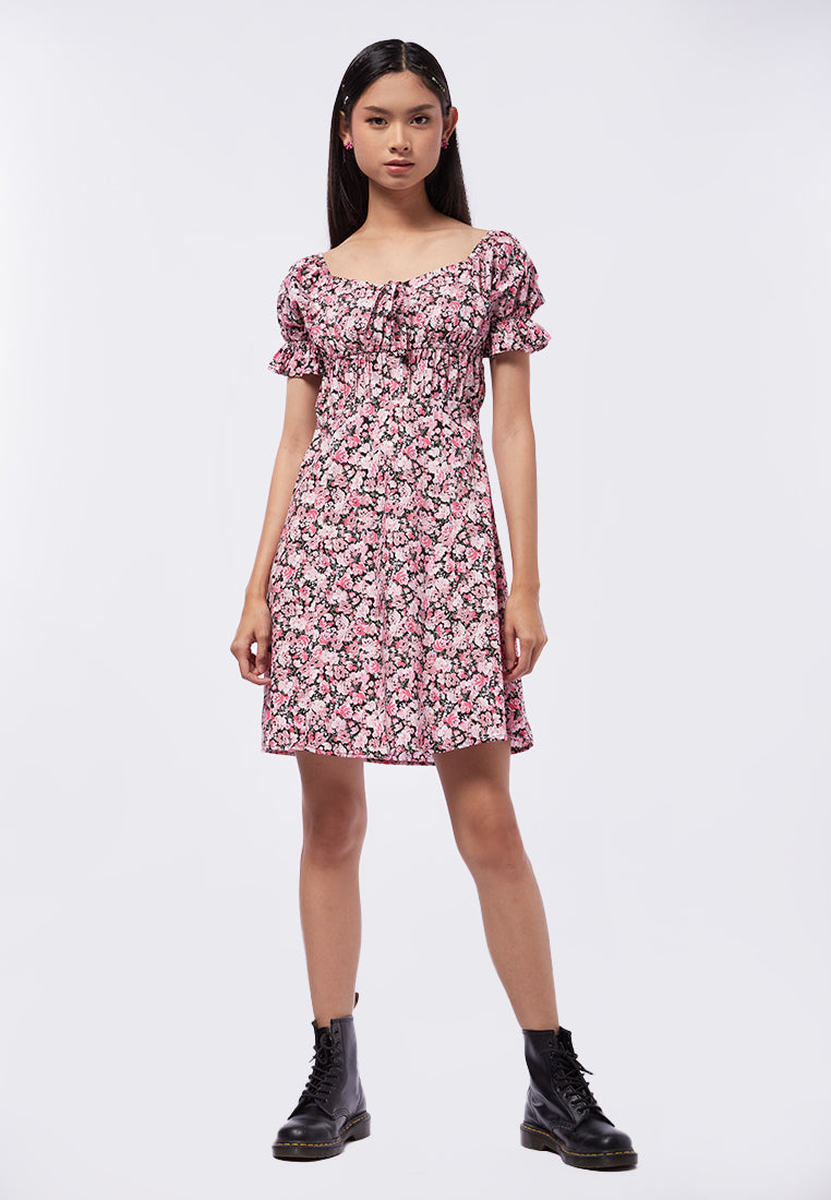 Puffy Smocked Waist Mini Dress