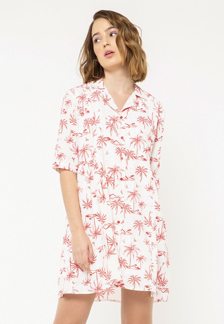 Printed Palm Tree Loose Shirt dress