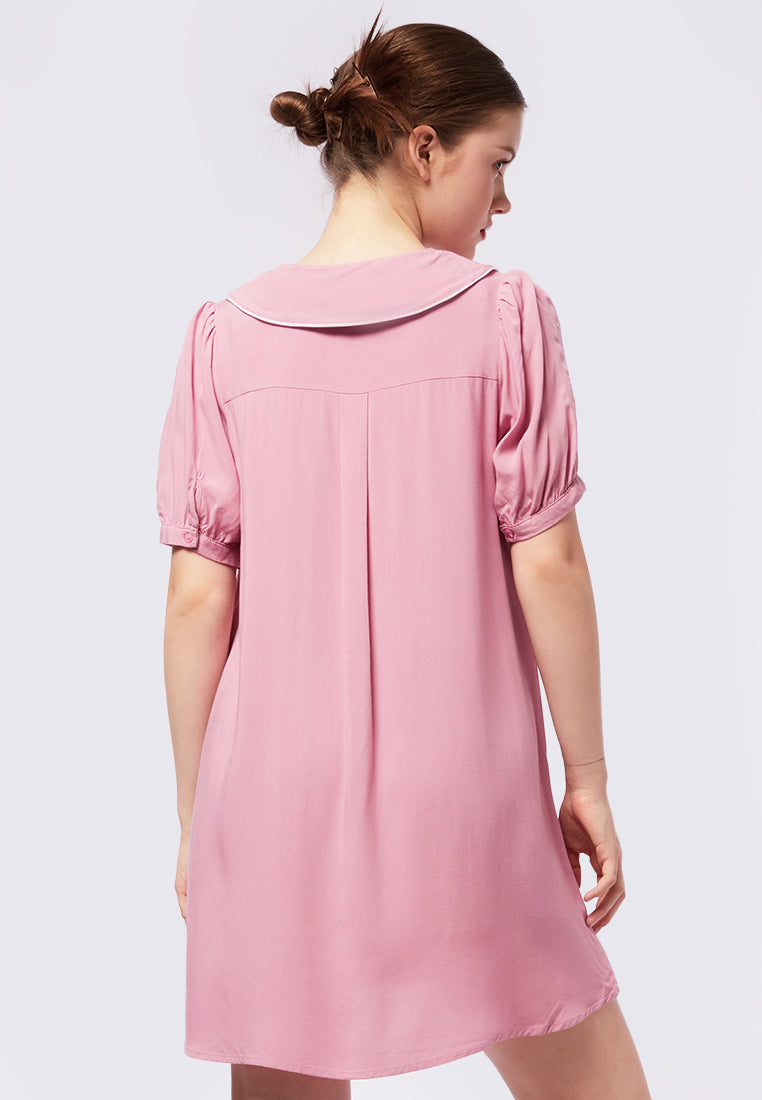 Piped-Trim Lounge Mini Lounge Dress