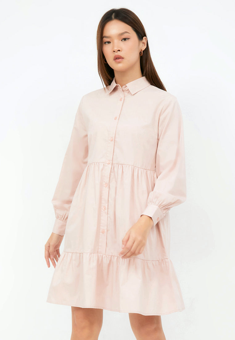 Long Sleeve Midi Dress with Tier Details