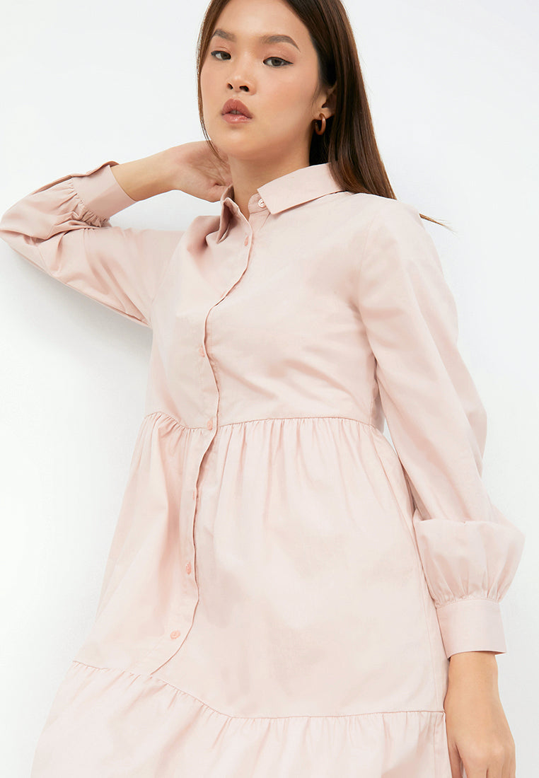 Long Sleeve Midi Dress with Tier Details
