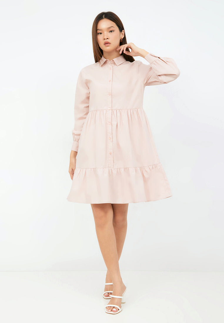 Long Sleeve Midi Dress with Tier Details