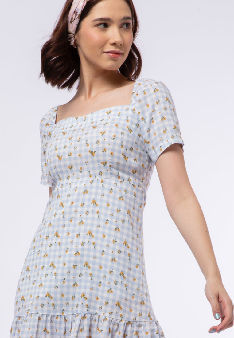 Printed Short Sleeve Mini Dress
