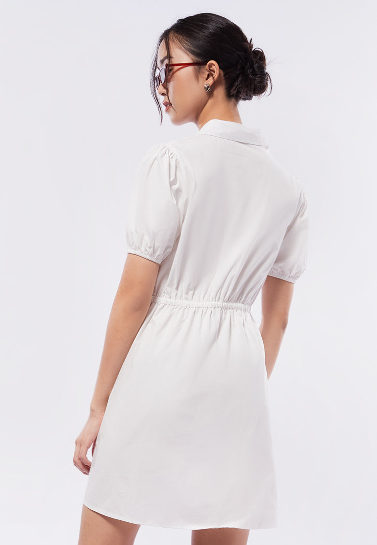 Balloon Sleeves Mini Shirt Dress