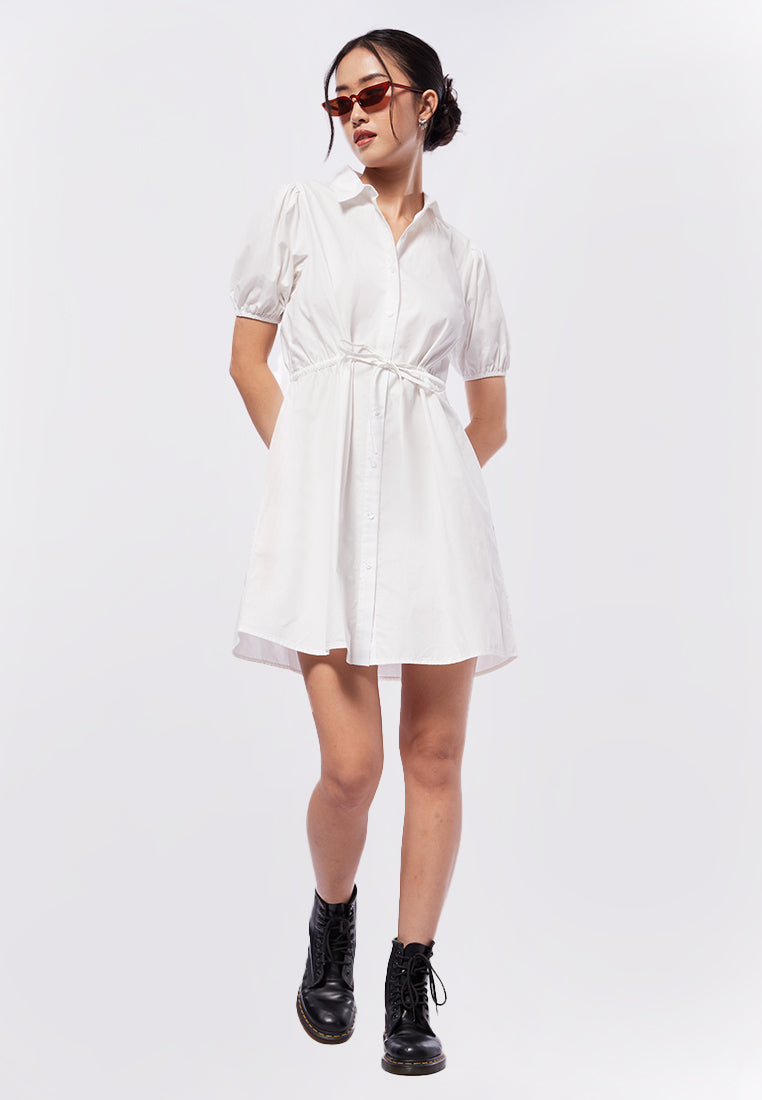 Balloon Sleeves Mini Shirt Dress