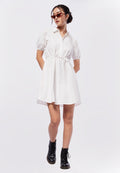 Balloon Sleeves Mini Shirt Dress