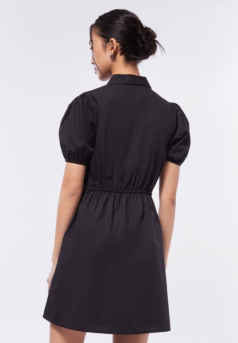 Balloon Sleeves Mini Shirt Dress