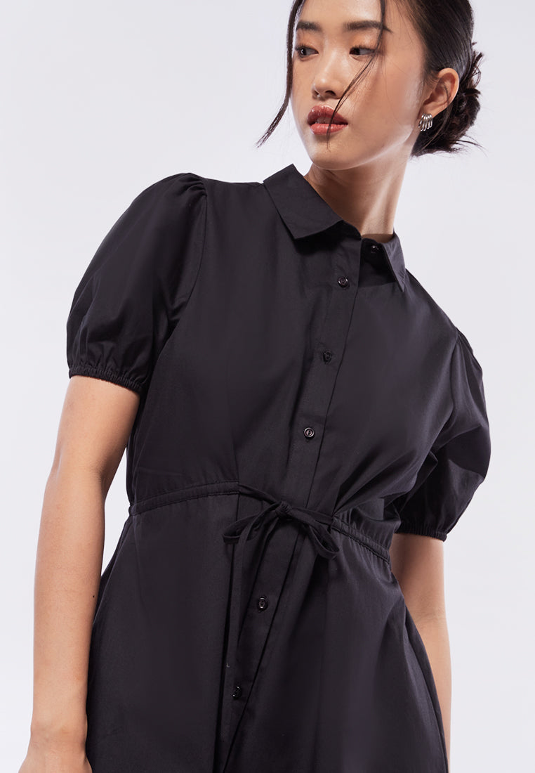 Balloon Sleeves Mini Shirt Dress